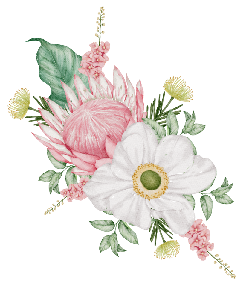 Home Flower Bouquet Watercolor Wedding Flower Free Png